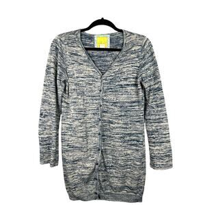 Boutique Bella Bird Blue Grey Heathered Button Open Front Cardigan Size Medium